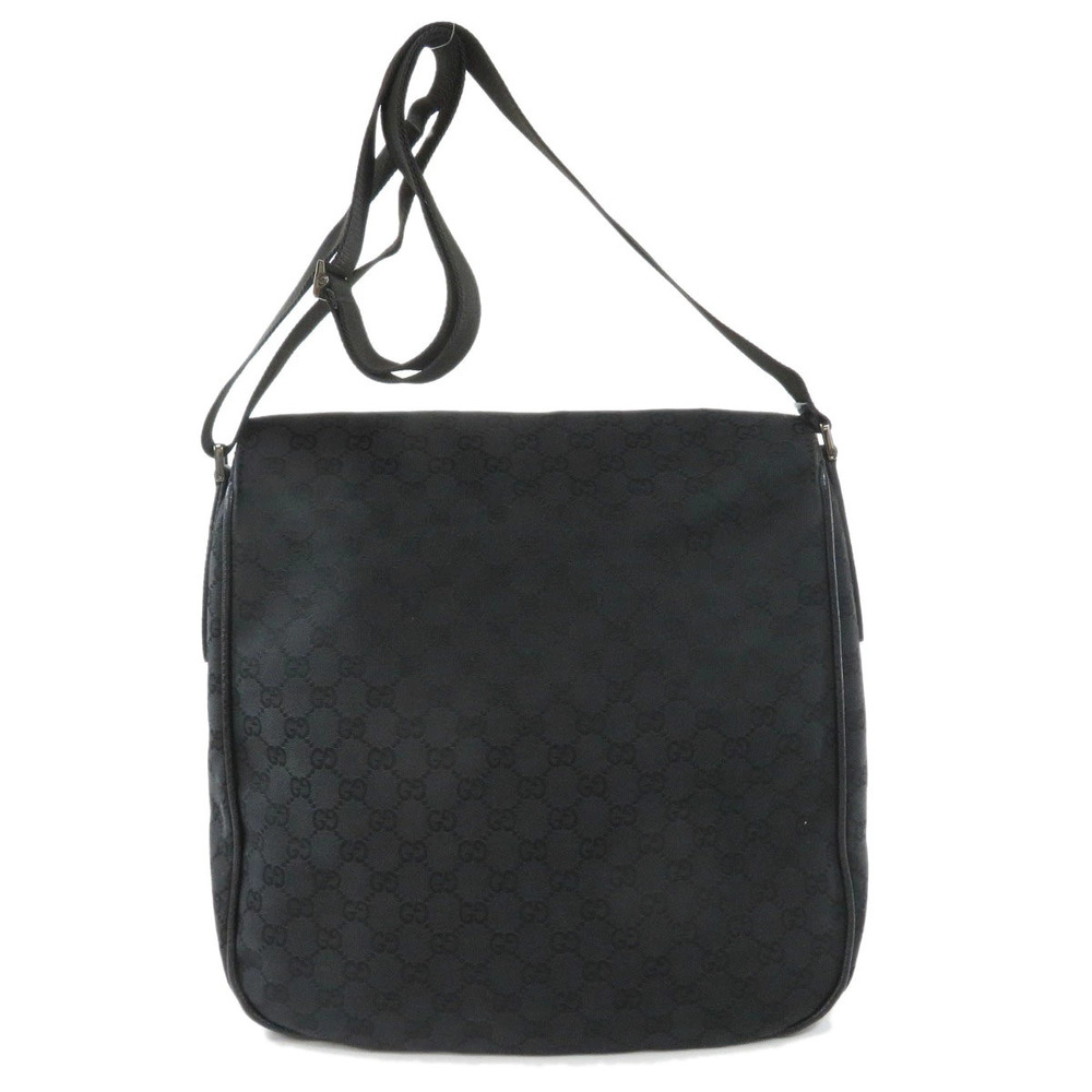 Gucci double monogram messenger black buckle bag GG canvas Black